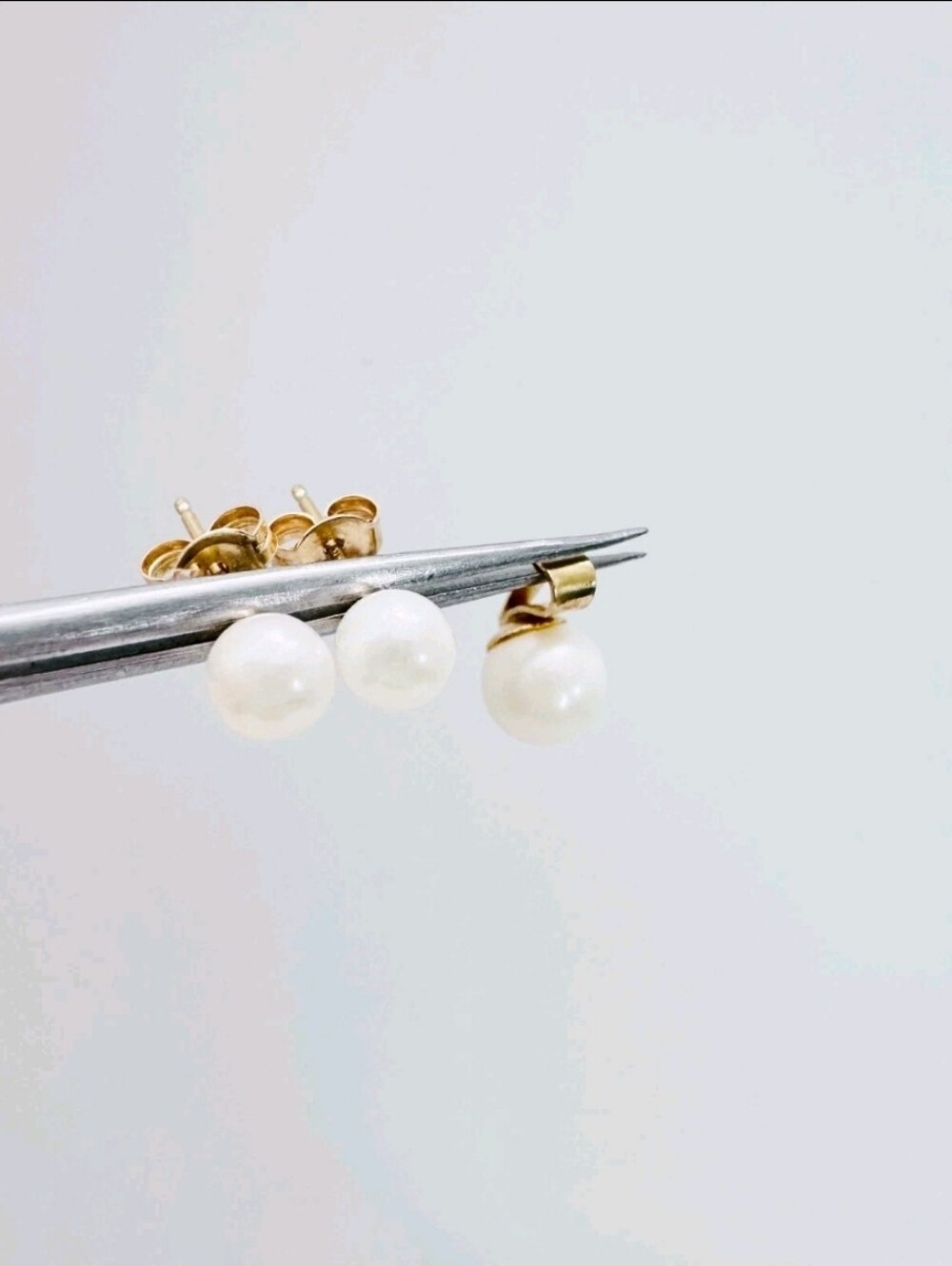 14k Solid Gold Freshwater Pearl Stud Earrings And Pendant Set - Picture 3 of 16